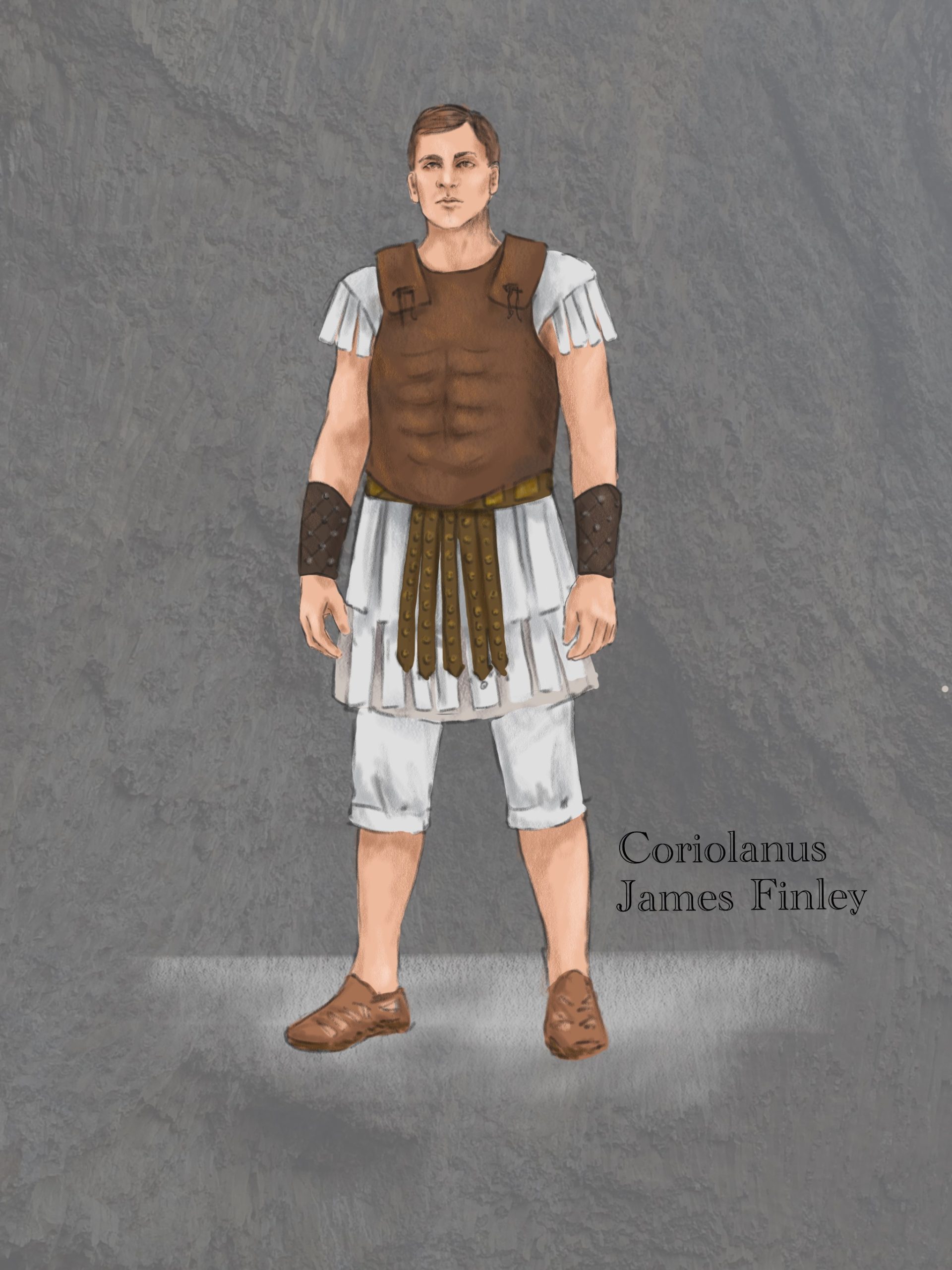 Costume design for James Finley as Coriolanus